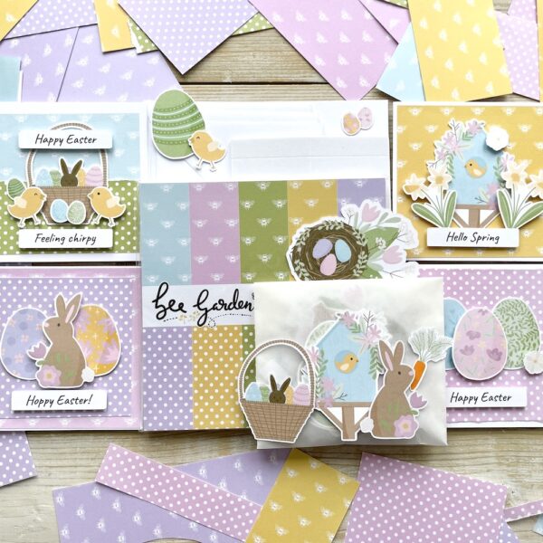 Easter cardmaking kit - polka dot paper pack, easter card toppers, cards, envelopes and adhesive foam pads