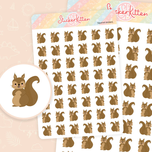 Squirrel stickers - cute woodland planner stickers by StickerKitten UK
