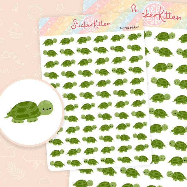 Tortoise stickers - cute pet reptile planner stickers by StickerKitten UK