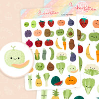 Cute fruit and veg planner stickers by StickerKitten UK