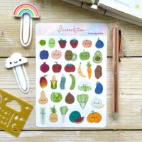 Cute happy face fruit and vegetable stickers