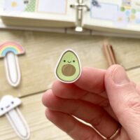 Cute happy face fruit and vegetable stickers - avocado