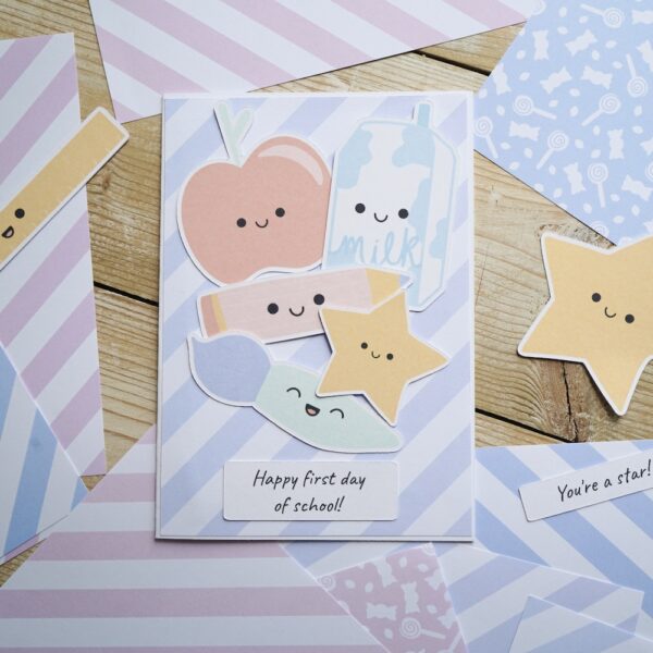 Cute handmade happy first day of school card